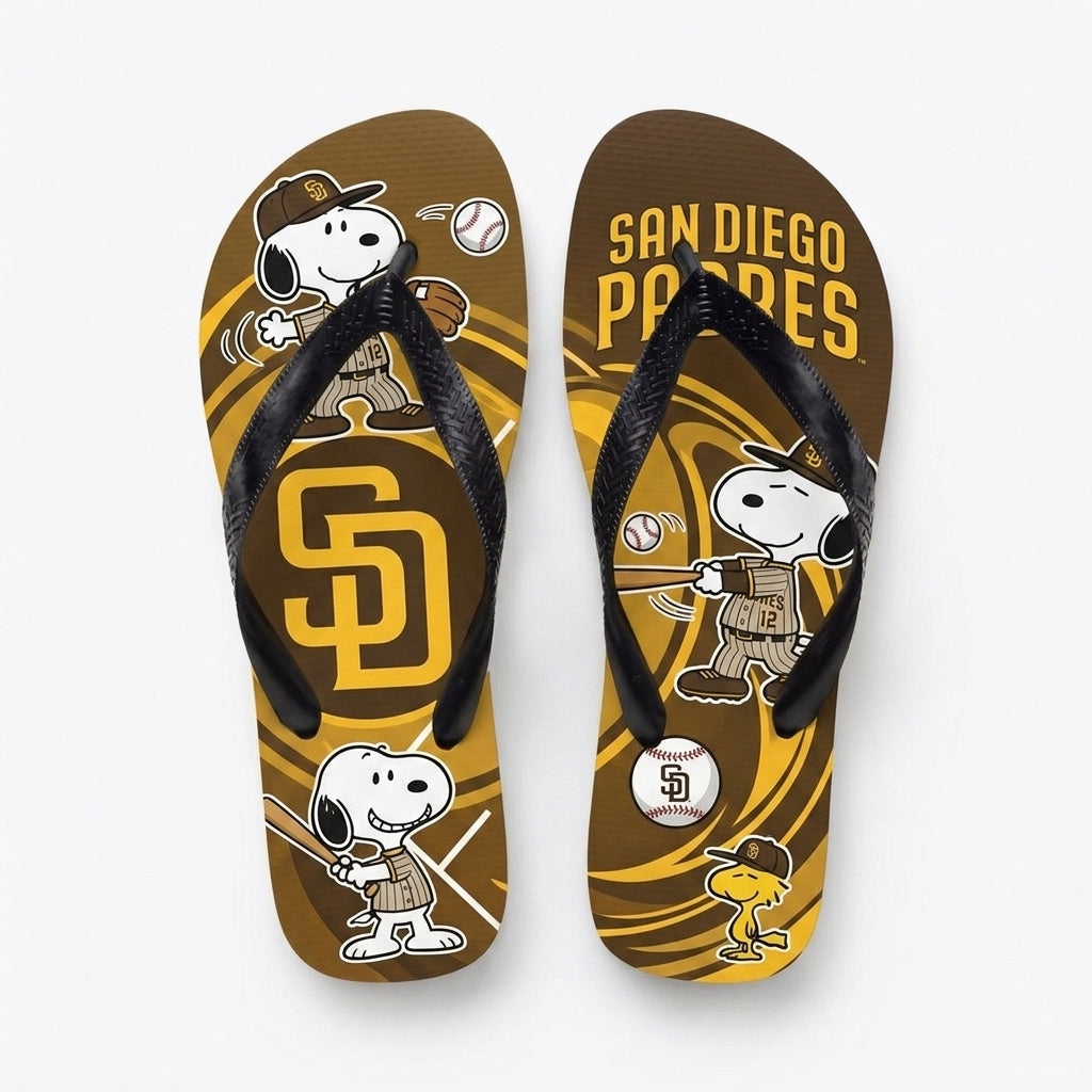 Cartoon Beagle Baseball Flip Flops, Sport Fan Sandals | 30 Teams Available