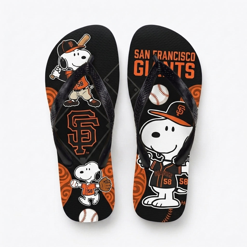 Cartoon Beagle Baseball Flip Flops, Sport Fan Sandals | 30 Teams Available