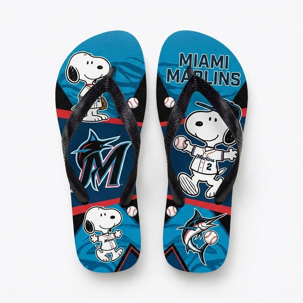 Cartoon Beagle Baseball Flip Flops, Sport Fan Sandals | 30 Teams Available