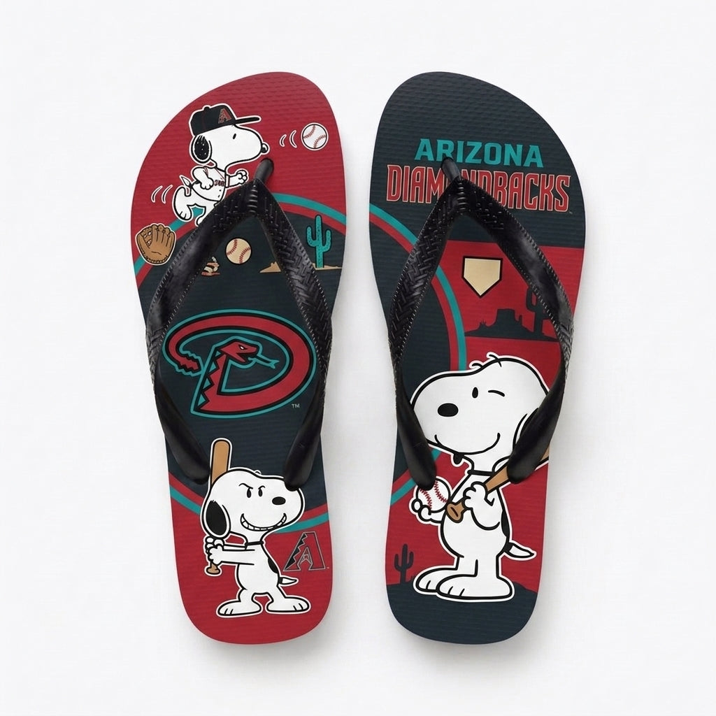 Cartoon Beagle Baseball Flip Flops, Sport Fan Sandals | 30 Teams Available