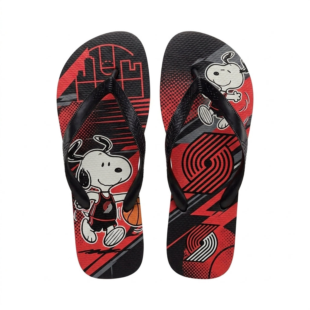 Cartoon Beagle Basketball Flip Flops, Sport Fan Sandals | 30 Teams Available