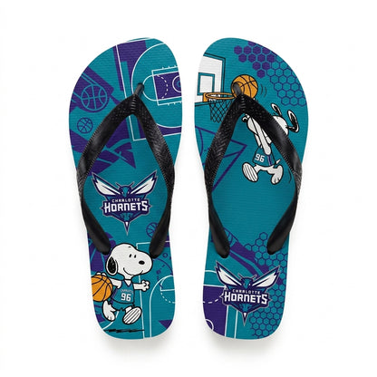 Cartoon Beagle Basketball Flip Flops, Sport Fan Sandals | 30 Teams Available