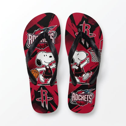 Cartoon Beagle Basketball Flip Flops, Sport Fan Sandals | 30 Teams Available