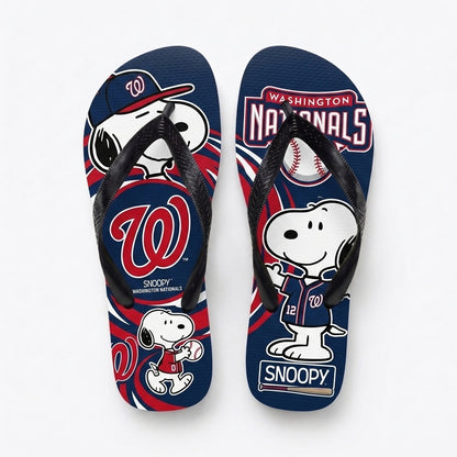 Cartoon Beagle Baseball Flip Flops, Sport Fan Sandals | 30 Teams Available