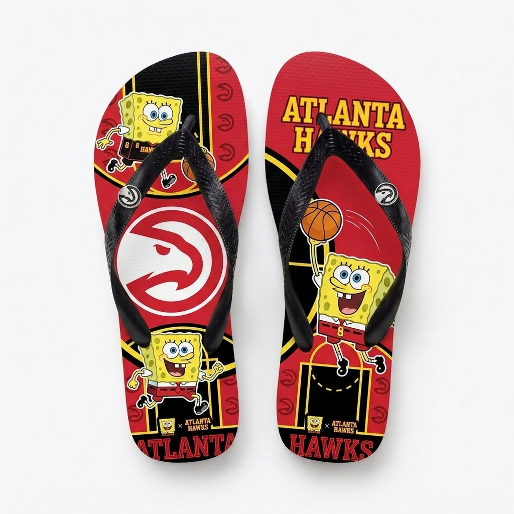 Funny Sponge Basketball Flip Flops, Sport Fan Beach Sandals | 30 Teams Available