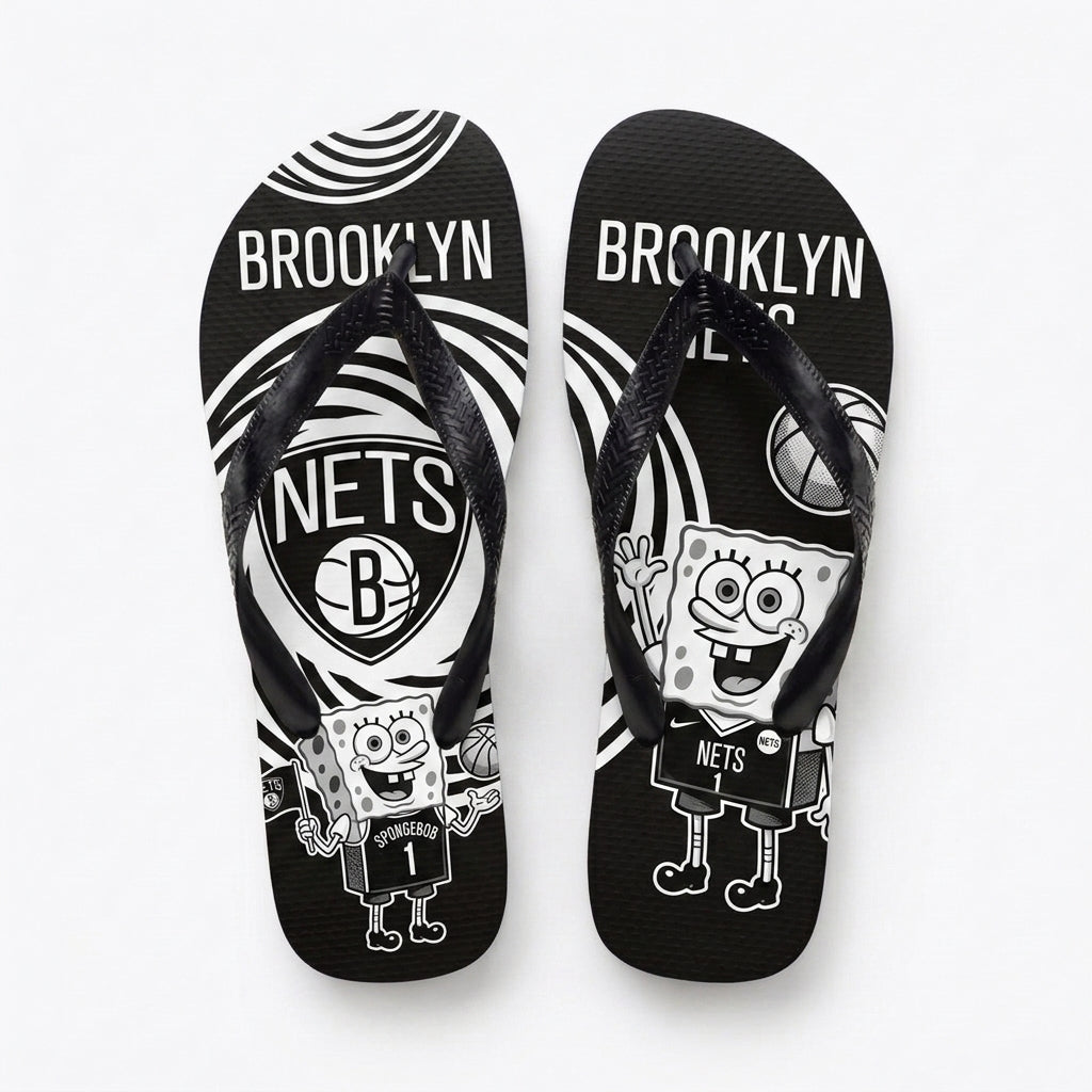 Funny Sponge Basketball Flip Flops, Sport Fan Beach Sandals | 30 Teams Available