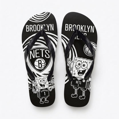 Funny Sponge Basketball Flip Flops, Sport Fan Beach Sandals | 30 Teams Available