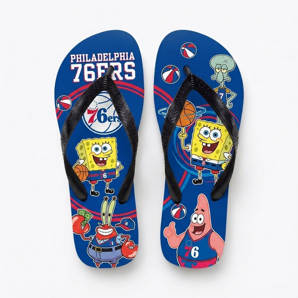 Funny Sponge Basketball Flip Flops, Sport Fan Beach Sandals | 30 Teams Available