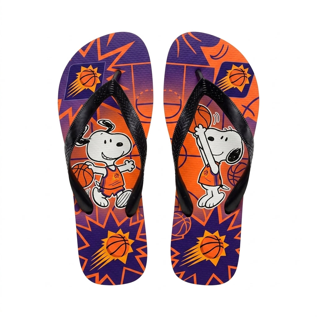 Cartoon Beagle Basketball Flip Flops, Sport Fan Sandals | 30 Teams Available