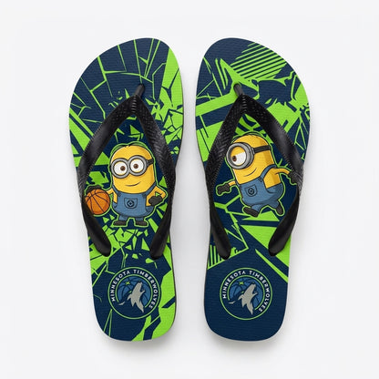 Cartoon Yellow Character Basketball Flip Flops, Sport Fan Sandals | 30 Teams Available