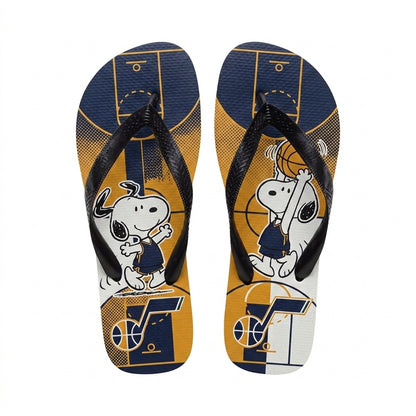 Cartoon Beagle Basketball Flip Flops, Sport Fan Sandals | 30 Teams Available