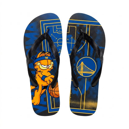 Cartoon Orange Cat Basketball Flip Flops, Sport Fan Sandals | 30 Teams Available