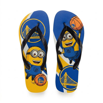 Cartoon Yellow Character Basketball Flip Flops, Sport Fan Sandals | 30 Teams Available