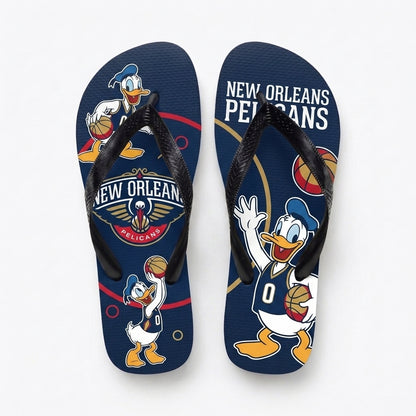 Cartoon Duck Basketball Flip Flops, Sport Fan Sandals | 30 Teams Available