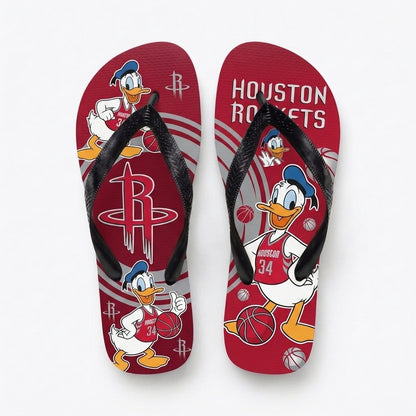 Cartoon Duck Basketball Flip Flops, Sport Fan Sandals | 30 Teams Available