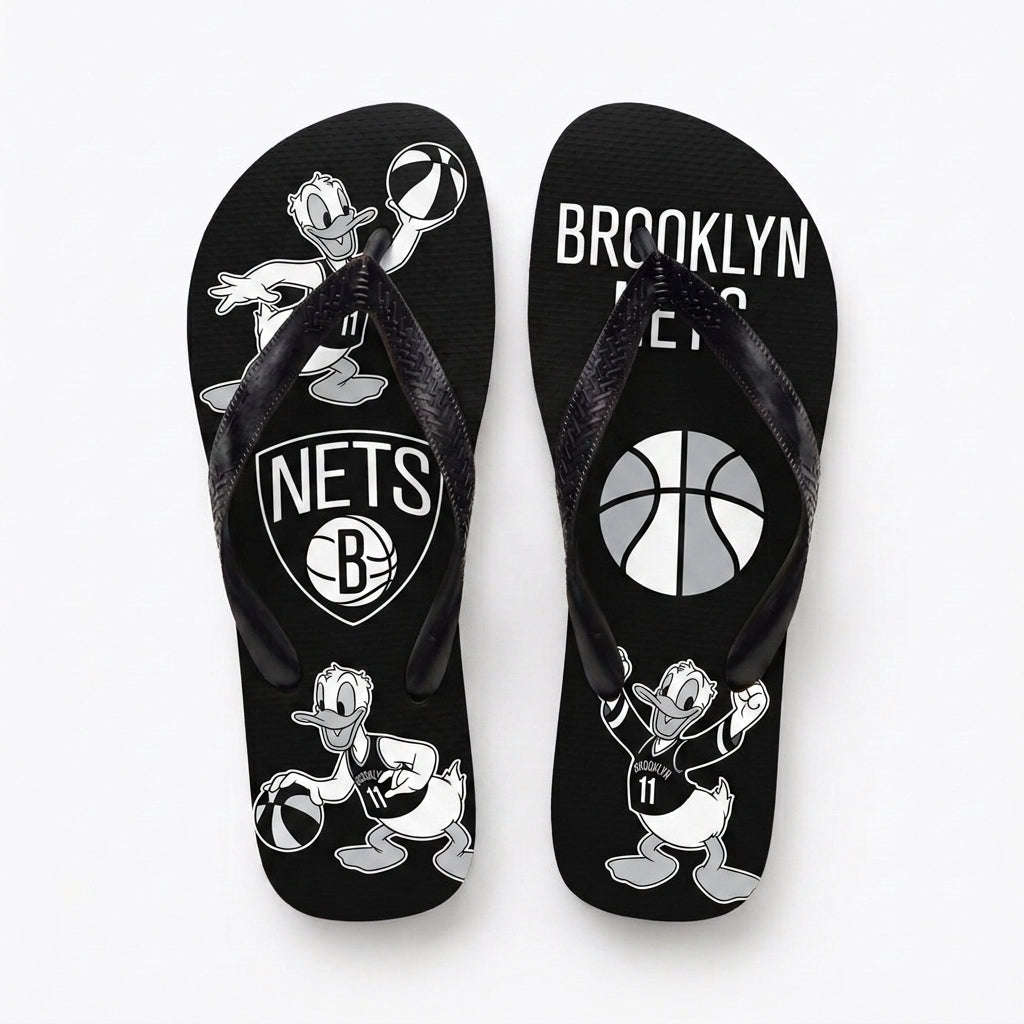 Cartoon Duck Basketball Flip Flops, Sport Fan Sandals | 30 Teams Available