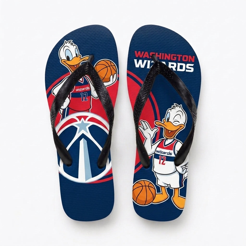 Cartoon Duck Basketball Flip Flops, Sport Fan Sandals | 30 Teams Available