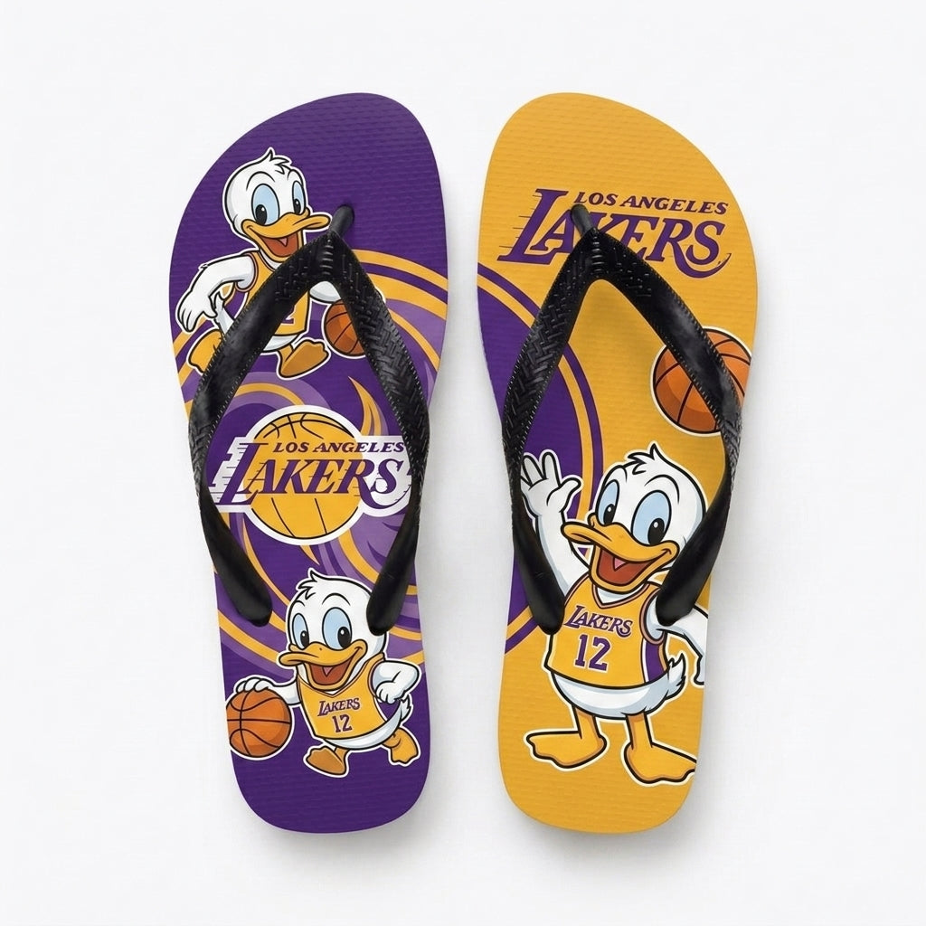 Cartoon Duck Basketball Flip Flops, Sport Fan Sandals | 30 Teams Available