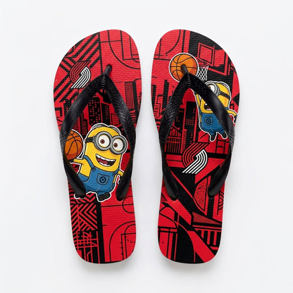 Cartoon Yellow Character Basketball Flip Flops, Sport Fan Sandals | 30 Teams Available