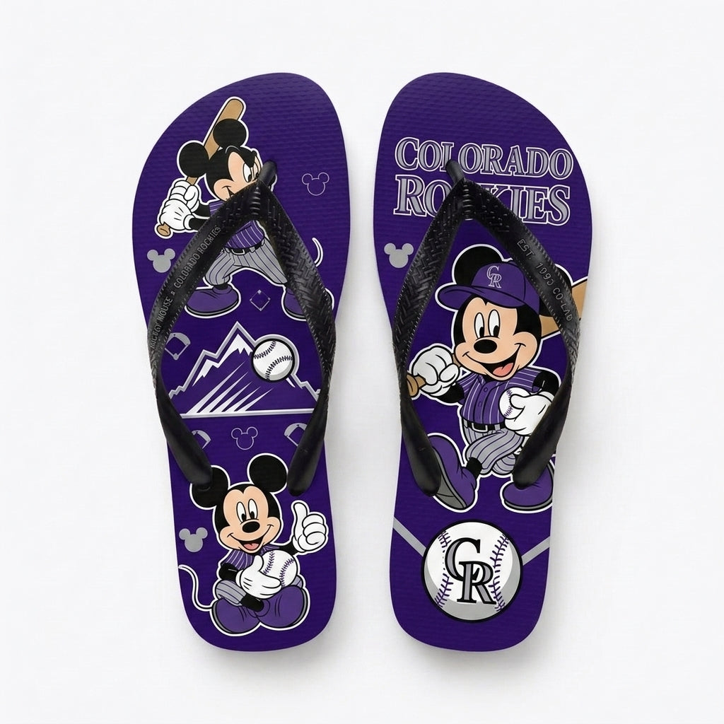 Cartoon Mouse Baseball Flip Flops, Sport Fan Sandals | 30 Teams Available