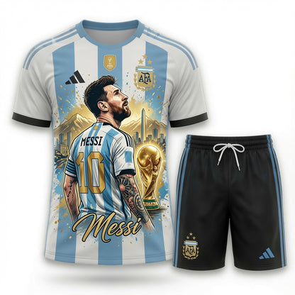 Special Edition Football Legend T-Shirt + Shorts Set, Pink Soccer Fan Outfit