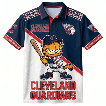 30 Team MLB - Baseball Polo Shirt, Team Color Game Day Polo, Cartoon Cat Baseball Inspired Sports Jersey