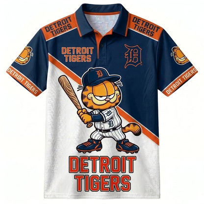 30 Team MLB - Baseball Polo Shirt, Team Color Game Day Polo, Cartoon Cat Baseball Inspired Sports Jersey