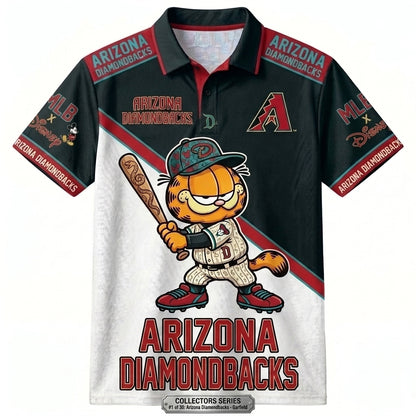 30 Team MLB - Baseball Polo Shirt, Team Color Game Day Polo, Cartoon Cat Baseball Inspired Sports Jersey