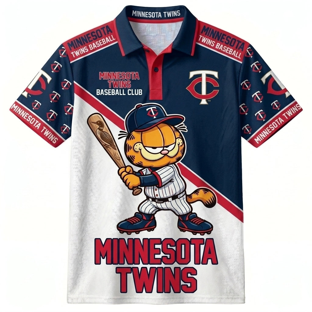 30 Team MLB - Baseball Polo Shirt, Team Color Game Day Polo, Cartoon Cat Baseball Inspired Sports Jersey