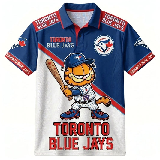 30 Team MLB - Baseball Polo Shirt, Team Color Game Day Polo, Cartoon Cat Baseball Inspired Sports Jersey