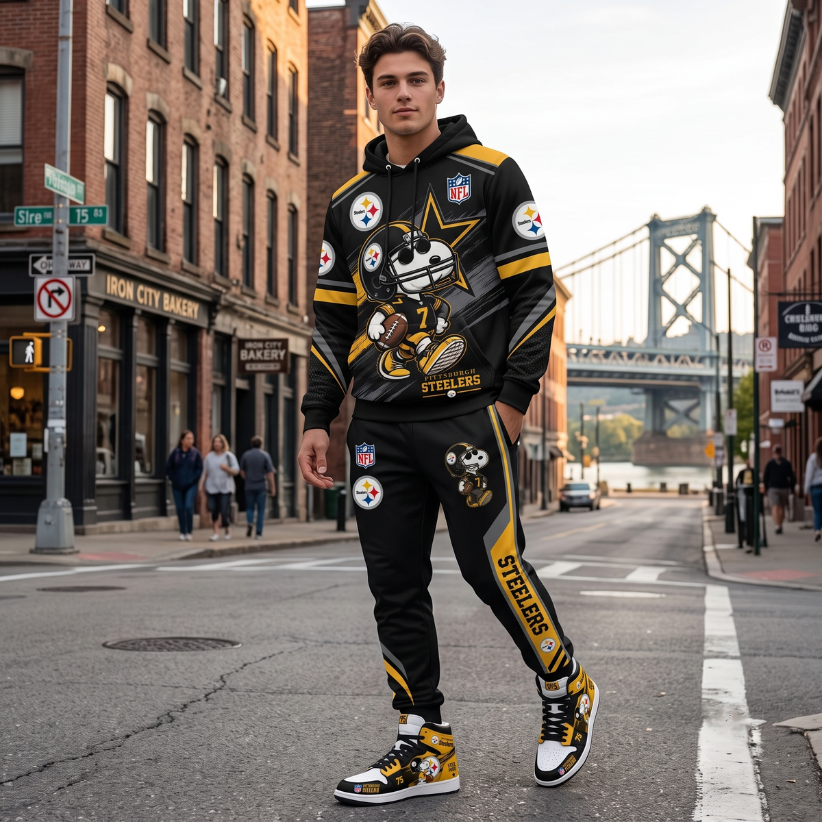 NFL Dog Football Fan Hoodie & Sweatpants & High Sneakers | All 32 Teams Available