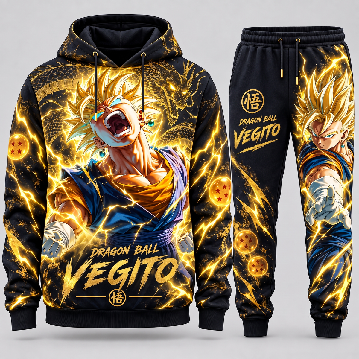 Vegito Yellow Hair Form Fan Set — Dragon Ball Hoodie & Sweatpants