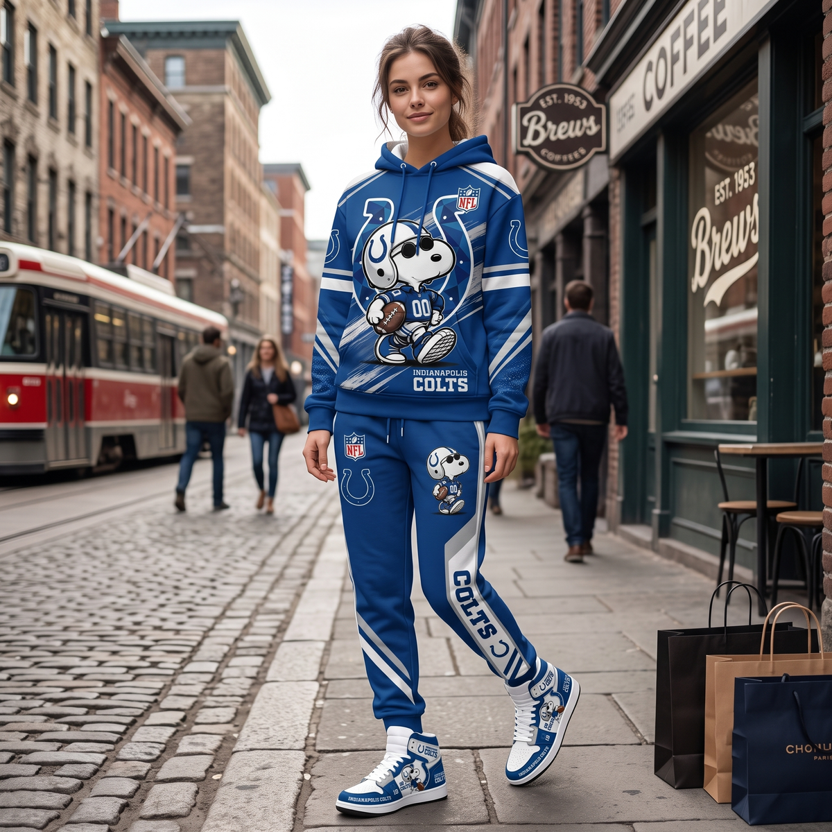 NFL Dog Football Fan Hoodie & Sweatpants & High Sneakers | All 32 Teams Available