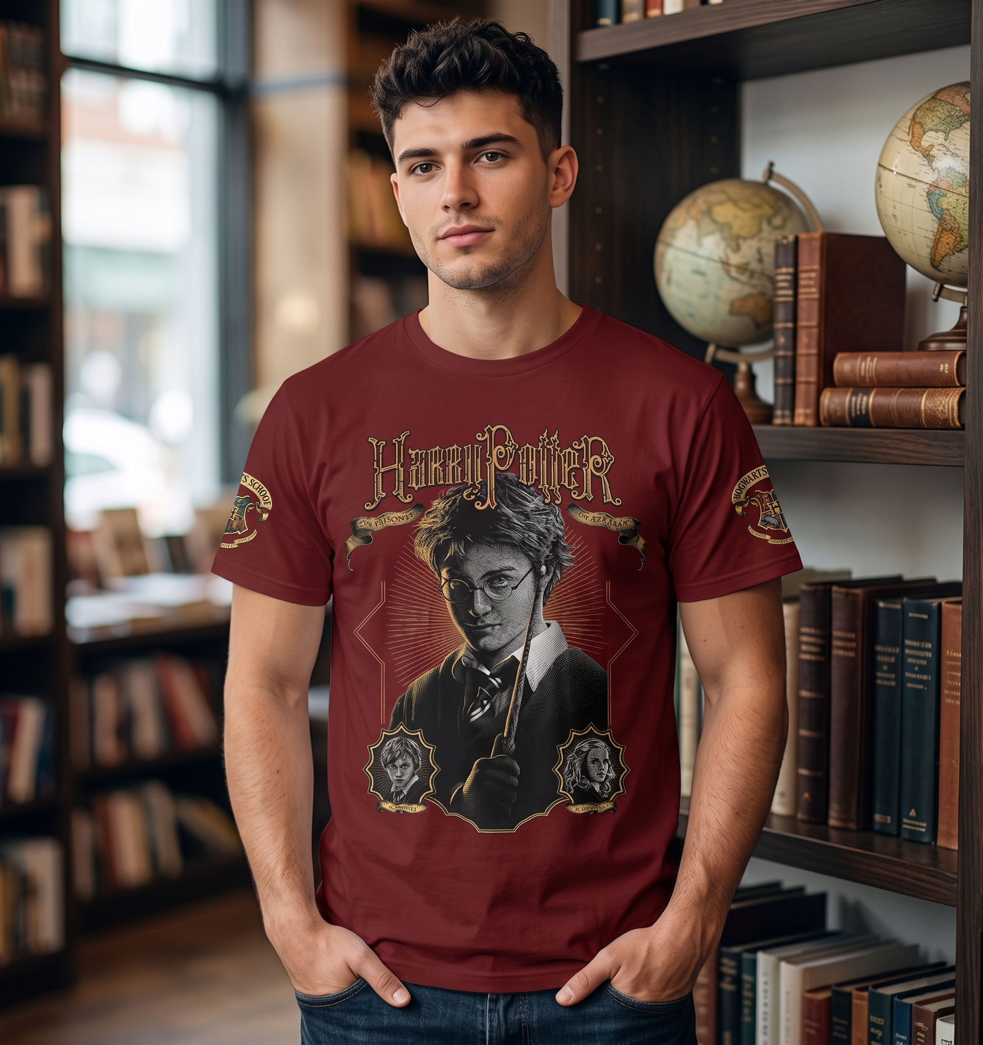 Wizard School Graphic Shirt — Vintage Magic Movie Inspired Tee — Hoodie — Sweatshirt & Zip Hoodie fo - Custom Fan Apparel Image 5