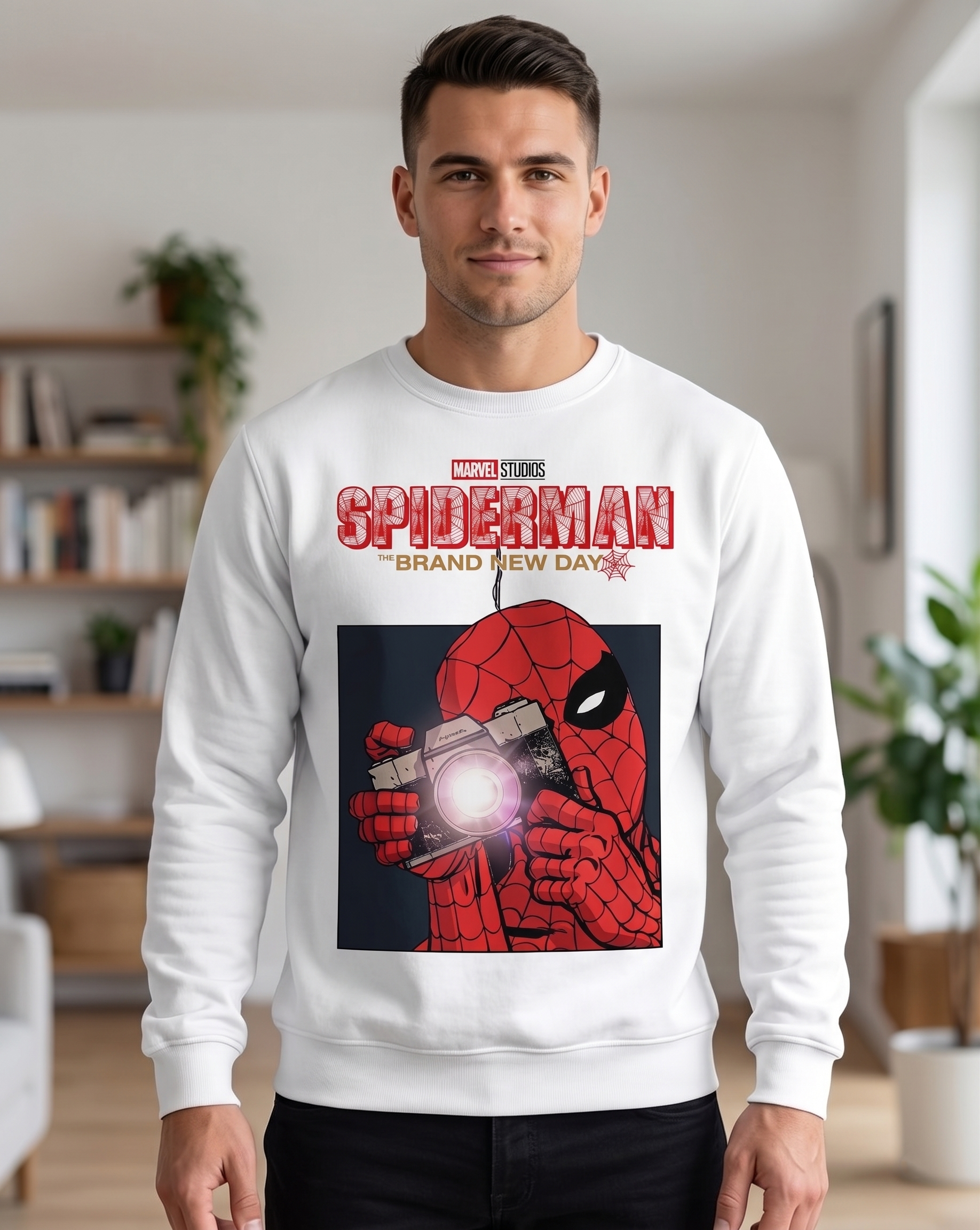 Web Slinger Superhero Graphic Shirt — White Comic Inspired T-Shirt — Sweatshirt — Hoodie & Zip Hoodi - Custom Fan Apparel Image 4