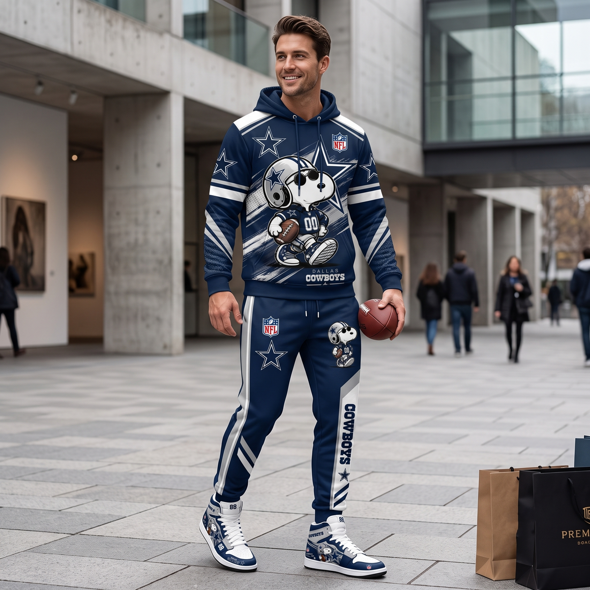 NFL Dog Football Fan Hoodie & Sweatpants & High Sneakers | All 32 Teams Available