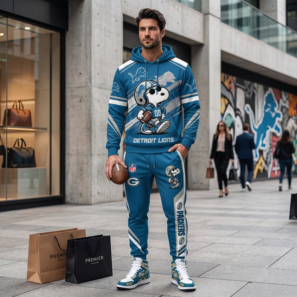 NFL Dog Football Fan Hoodie & Sweatpants & High Sneakers | All 32 Teams Available