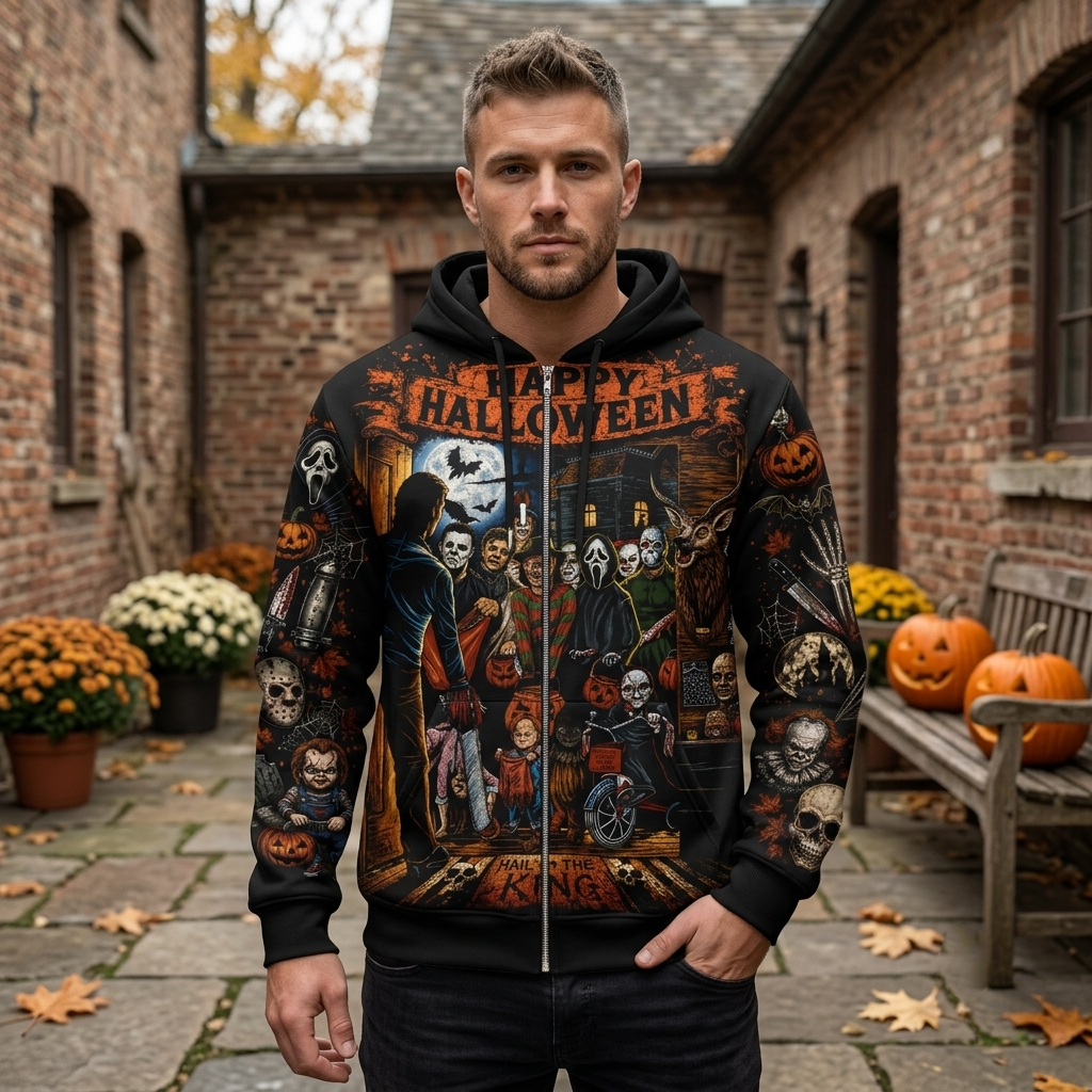 Halloween Horror Night Shirt — Vintage Scary Movie Graphic Hoodie Sweatshirt