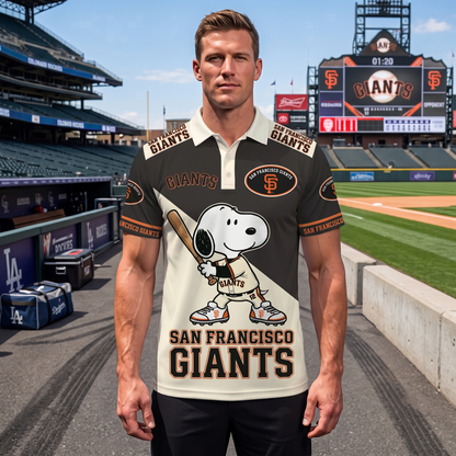 National League — NL Baseball Polo Shirt, Team Color Game Day Polo, Cartoon Dog Baseball Inspired Sports Jersey, Navy Pinstripe Fanwear Shirt