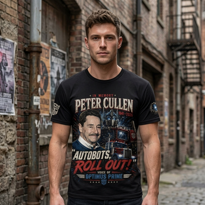 Peter Cullen Tribute Shirt — Vintage Robot Hero Voice Icon Gift