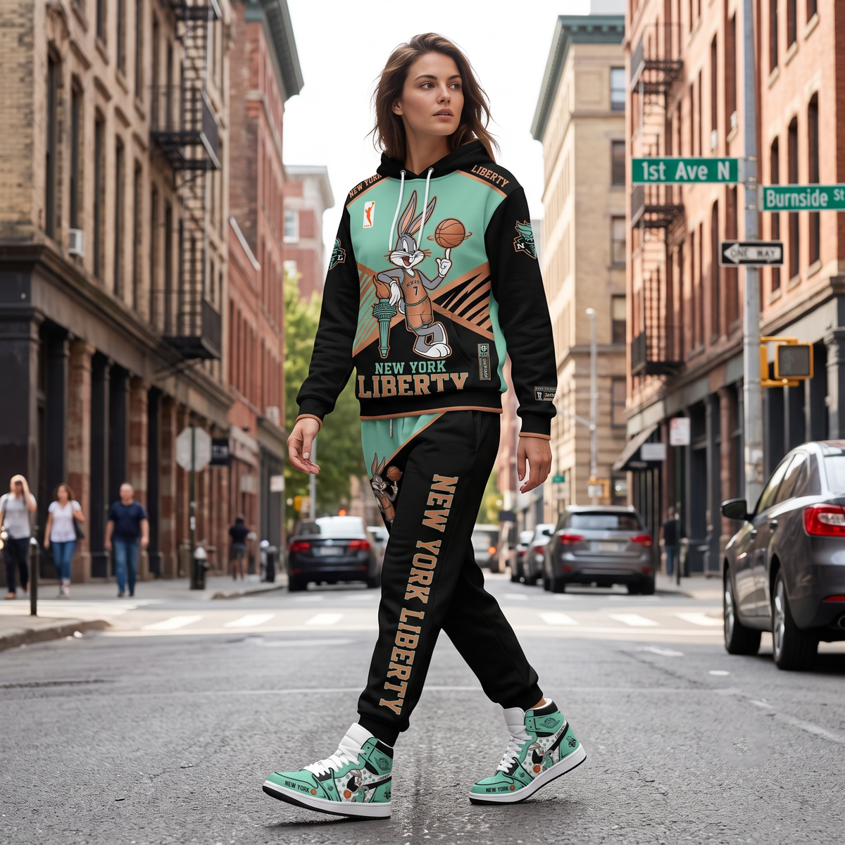 Women’s Basketball Fan Combo Set — Hoodie & Sweatpants and High Sneakers | All 15 WNBA Teams Available