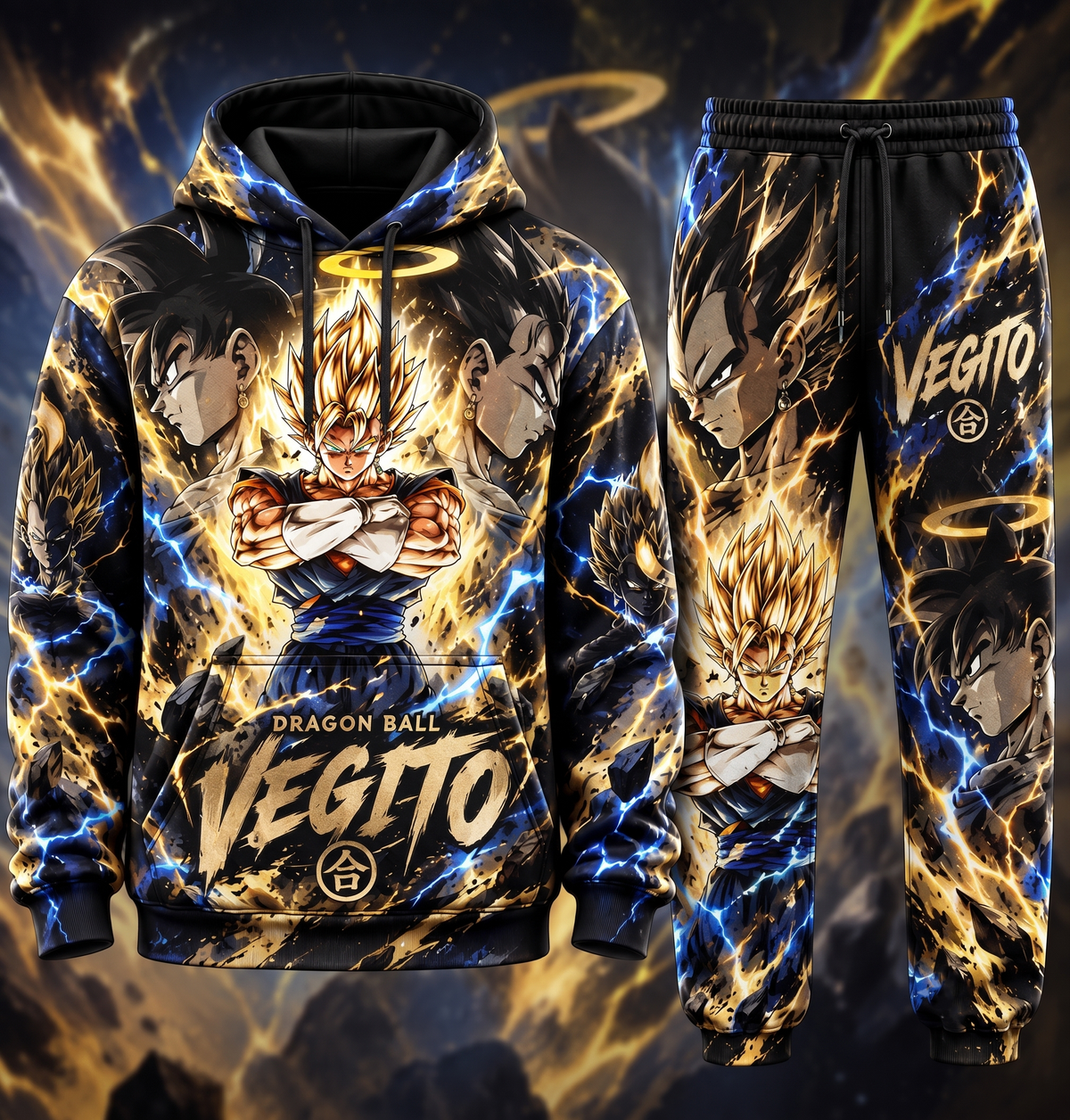 Vegito Yellow Hair Form Fan Set — Dragon Ball Hoodie & Sweatpants