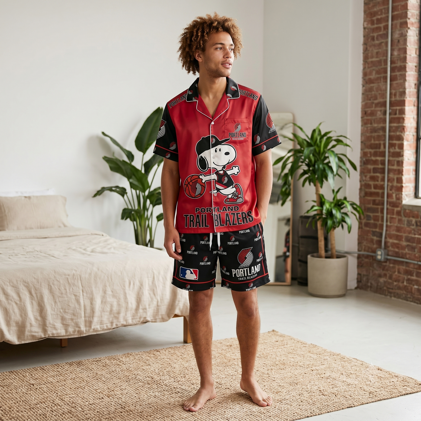 SHORT-SLEEVE PAJAMAS SET FOR BASKETBALL FAN
