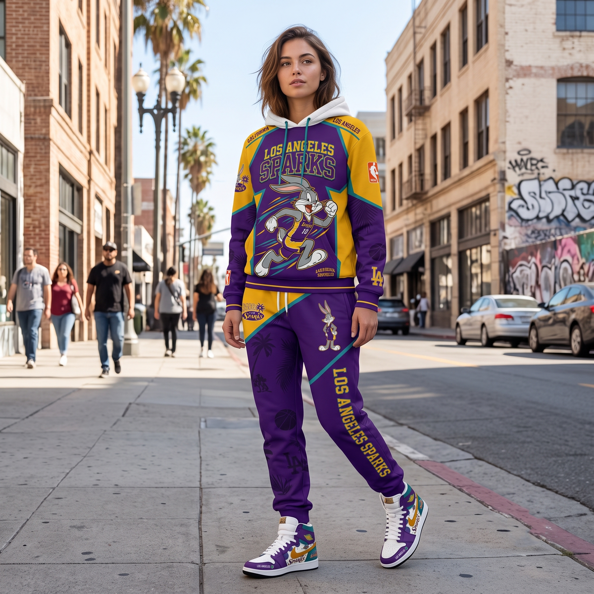 Women’s Basketball Fan Combo Set — Hoodie & Sweatpants and High Sneakers | All 15 WNBA Teams Available