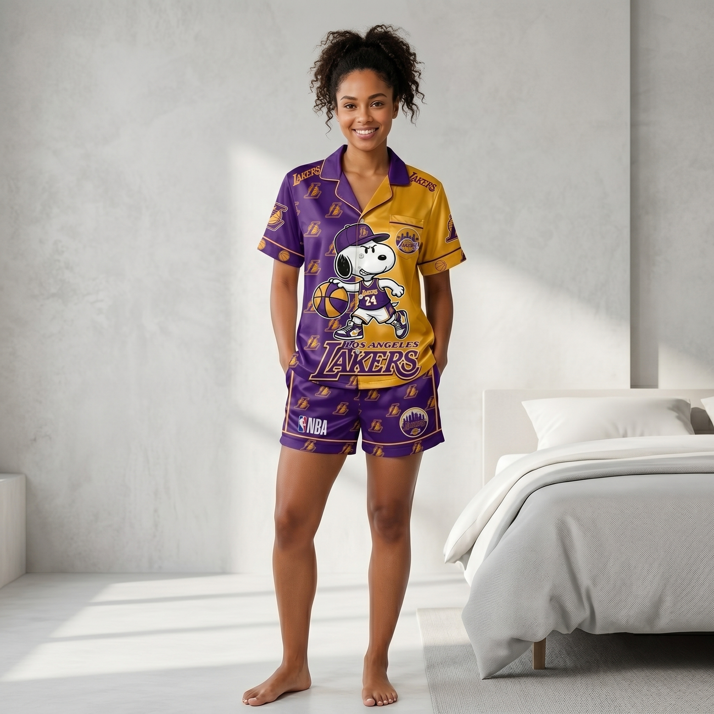 SHORT-SLEEVE PAJAMAS SET FOR BASKETBALL FAN