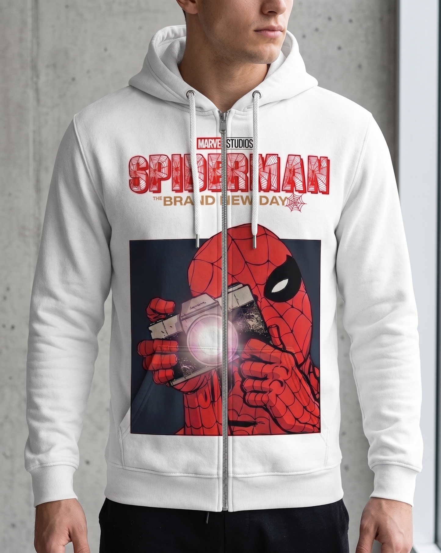 Web Slinger Superhero Graphic Shirt — White Comic Inspired T-Shirt — Sweatshirt — Hoodie & Zip Hoodi - Custom Fan Apparel Image 8