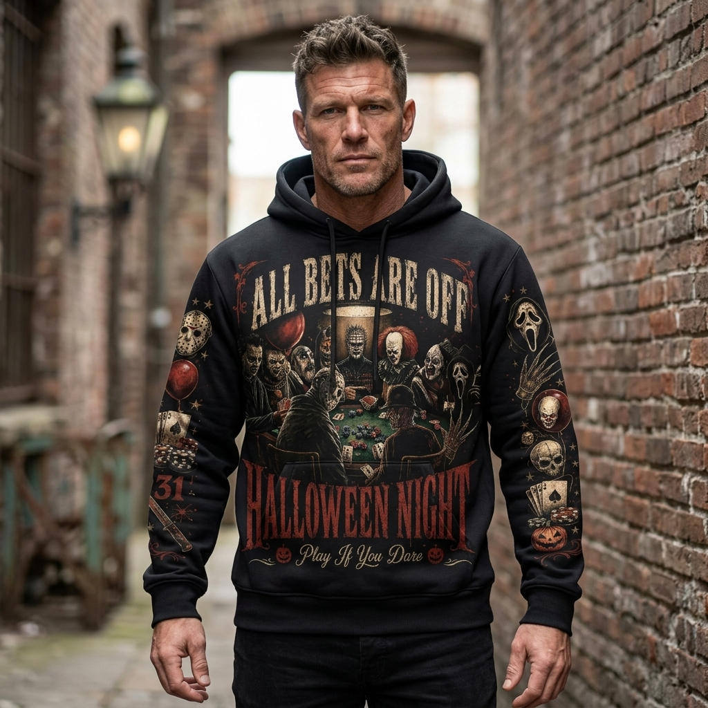 Halloween Night Horror Shirt — Scary Poker Graphic Sweatshirt Hoodie