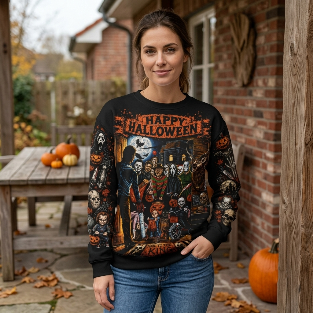 Halloween Horror Night Shirt — Vintage Scary Movie Graphic Hoodie Sweatshirt