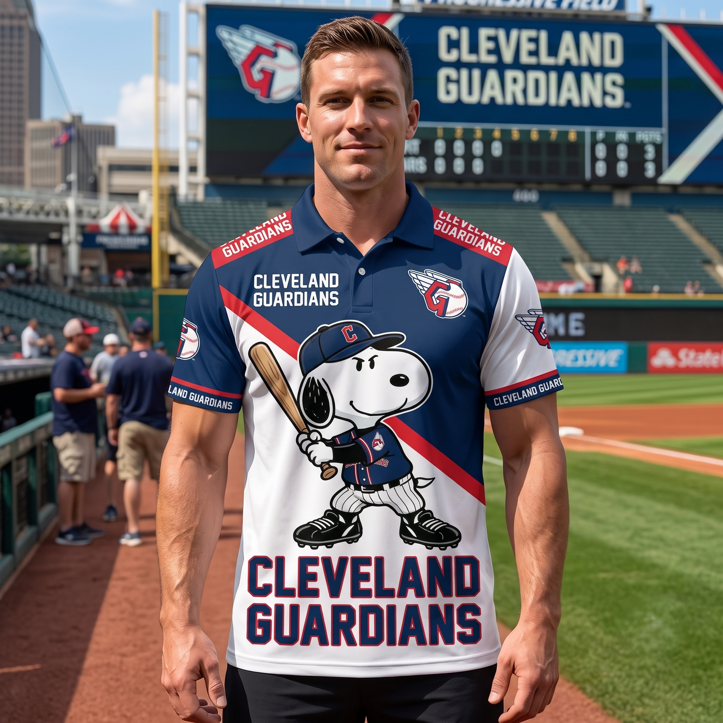 American League - AL Baseball Polo Shirt, Team Color Game Day Polo, Cartoon Dog Baseball Inspired Sports Jersey, Navy Pinstripe Fanwear Shirt