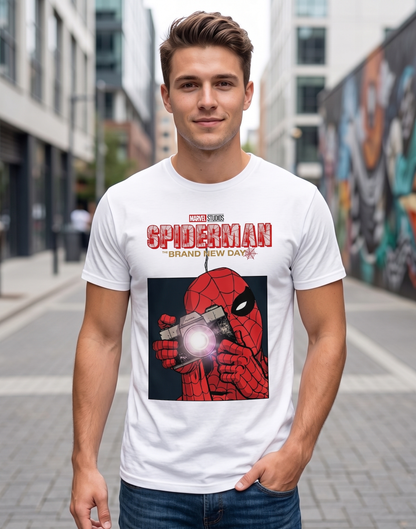 Web Slinger Superhero Graphic Shirt — White Comic Inspired T-Shirt — Sweatshirt — Hoodie & Zip Hoodi - Custom Fan Apparel Image 2